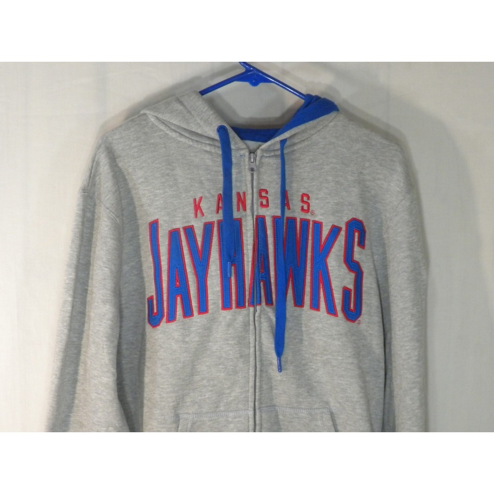 Kansas Jayhawks Hoodie Sweatshirt Mens S Gray Full Zip J America Rock Chalk - Picture 3 of 9